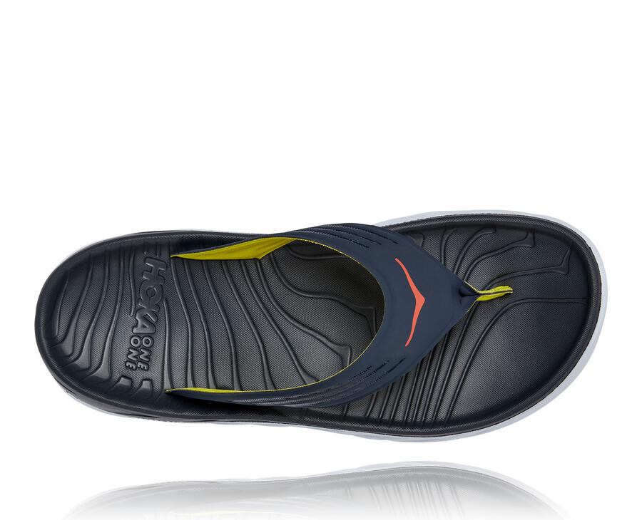 Hoka One One Mens Sandals - ORA Recovery Flip - Navy/White - DUFB01734